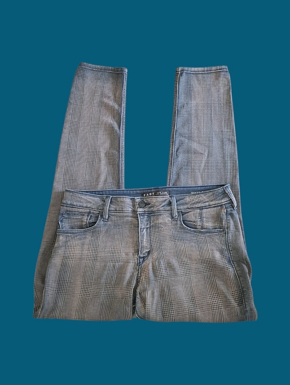 Plaid Skinny Jeans in Gray - Women